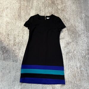 Calvin Klein Black Dress with Blue and Green Stripes